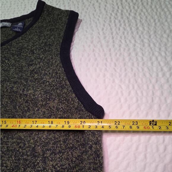 STRUCTURE Sweater Vest Men L vneck 90s y2k 100% Wool Dadcore Grandpa teacher - Picture 4 of 5